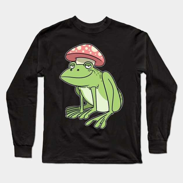 Cottagecore Aesthetic Frog Mushroom Fairycore Long Sleeve T-Shirt by ModernMode